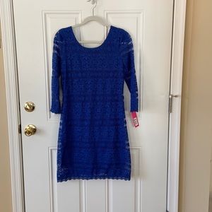 NWT Beautiful Blue Lined Lace Dress